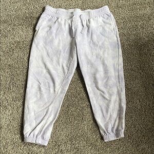 Ladies White and Lavender Tie-Dye Jogger Sweatpants
